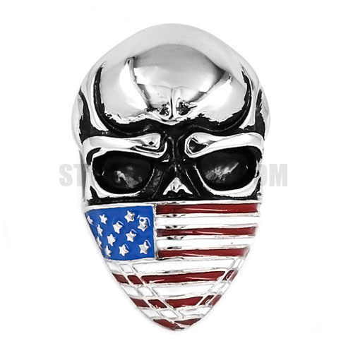 Stainless Steel Mens Ring Infidel Skull Biker Ring Biker Classic Gothic United States Flag Skull Ring SWR0663 - Click Image to Close